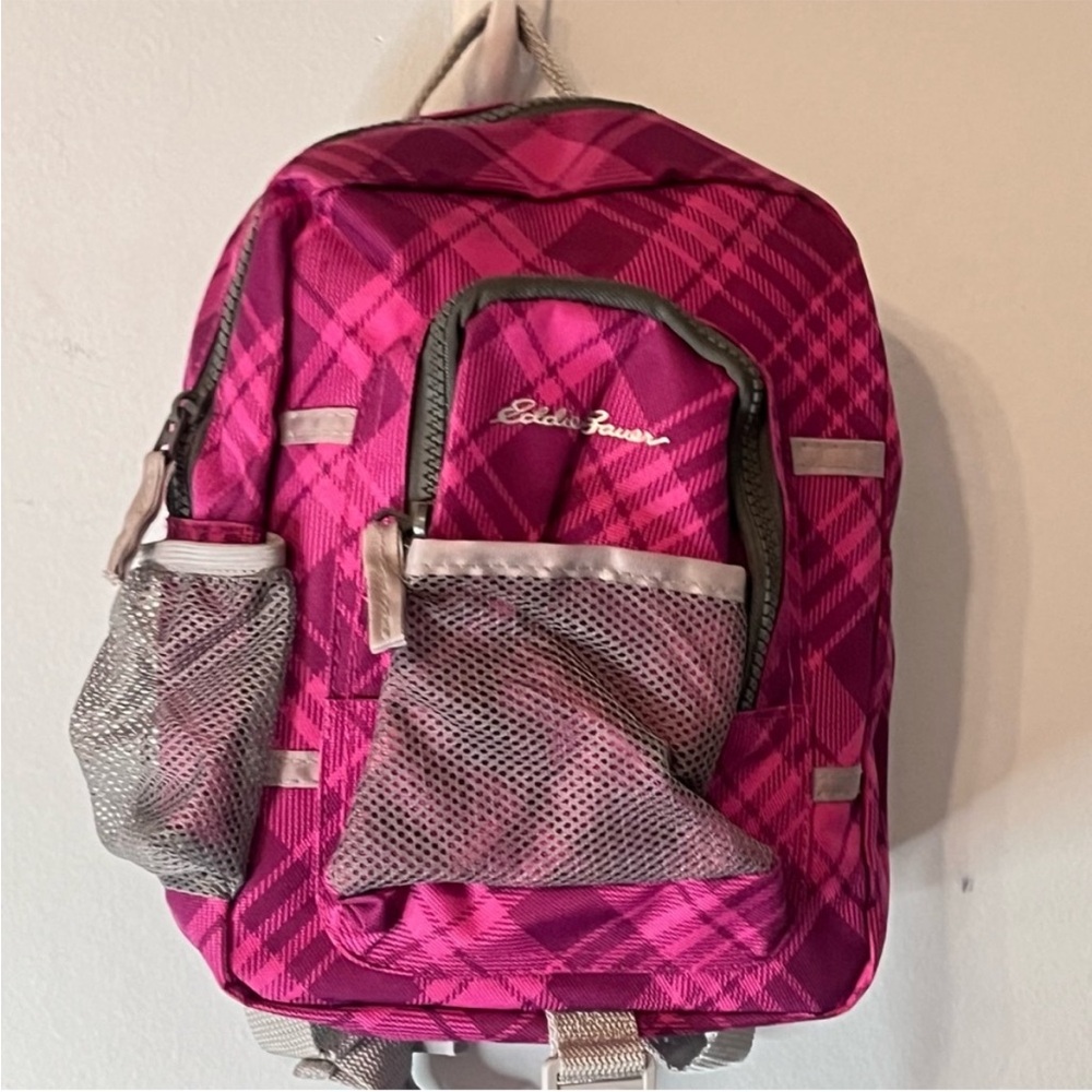 Eddie Bauer Fuchsia Gray Zip Around Bag Backpack Mini